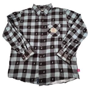 Magellan Shiner Bock Beer Black/Blue Plaid Flannel Shirt Men’s Sz XL